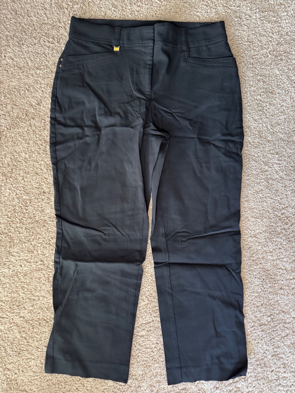 JM Collection Black Straight-Leg Stretch Chinos